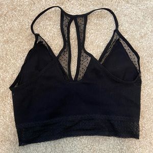 Black Bralette with Mesh and Lace Detail